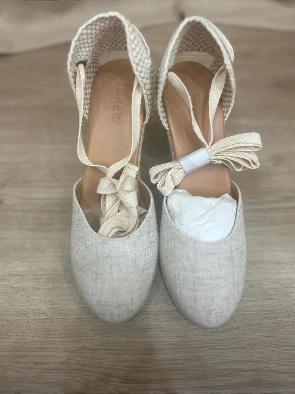 J crew NEW lace-up high-heel espadrilles Neutral office coastal minimalist  sz.6
